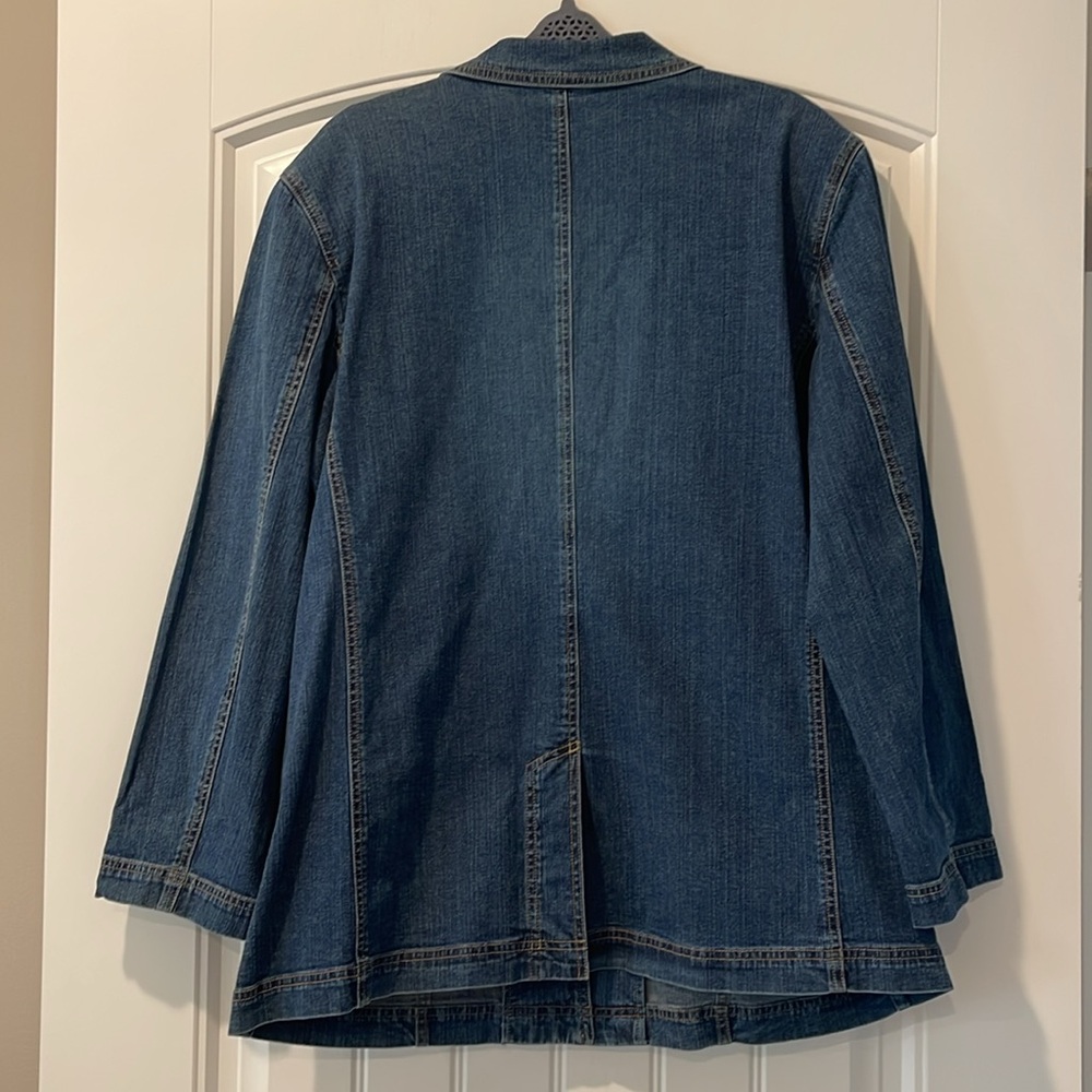 Chico's Blue Denim Button-Front Jean Jacket - Picture 4 of 6